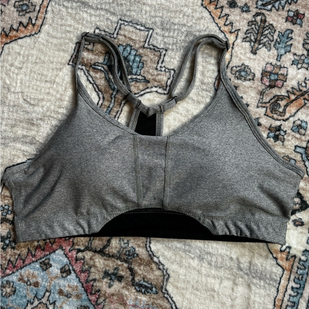 SHAPE Padded Mesh Design Sports Bra in Grey/black Medium